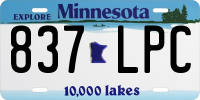 MN license plate 837LPC