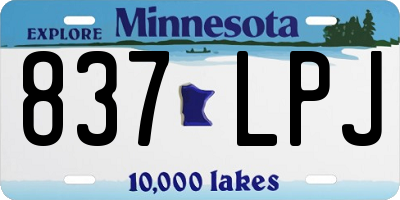 MN license plate 837LPJ