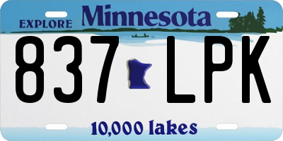 MN license plate 837LPK