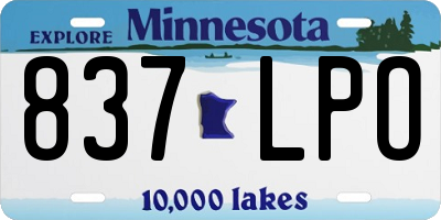 MN license plate 837LPO