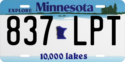 MN license plate 837LPT