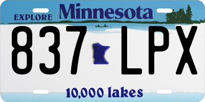MN license plate 837LPX