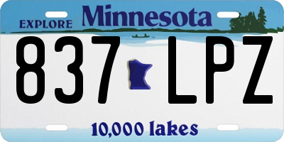 MN license plate 837LPZ
