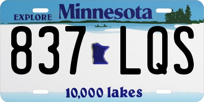 MN license plate 837LQS
