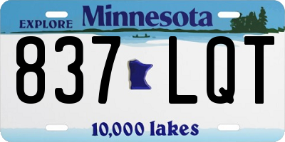 MN license plate 837LQT