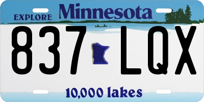 MN license plate 837LQX