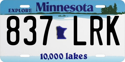 MN license plate 837LRK