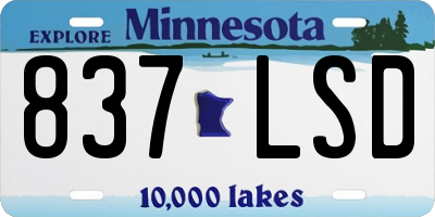MN license plate 837LSD