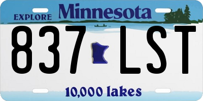 MN license plate 837LST