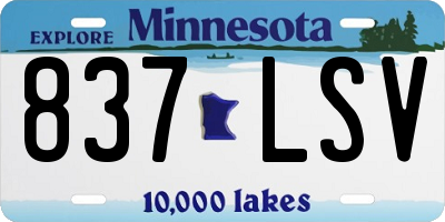 MN license plate 837LSV