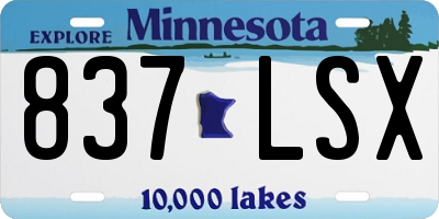 MN license plate 837LSX