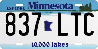 MN license plate 837LTC