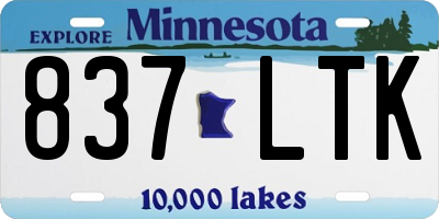 MN license plate 837LTK
