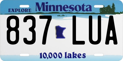 MN license plate 837LUA
