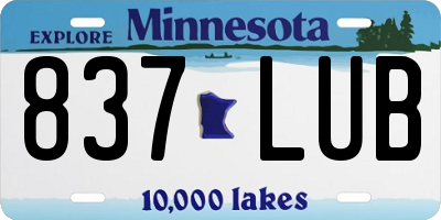 MN license plate 837LUB