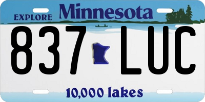 MN license plate 837LUC