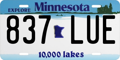 MN license plate 837LUE