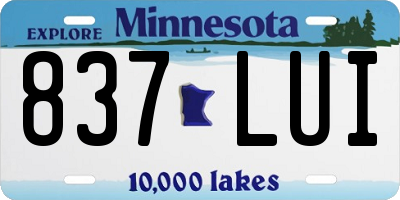 MN license plate 837LUI