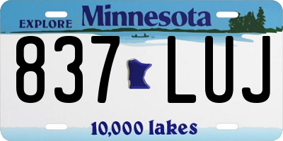 MN license plate 837LUJ
