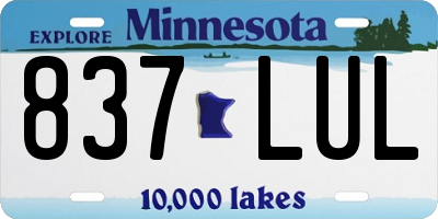 MN license plate 837LUL