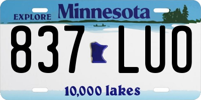 MN license plate 837LUO