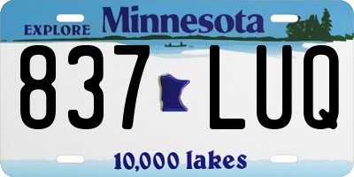 MN license plate 837LUQ