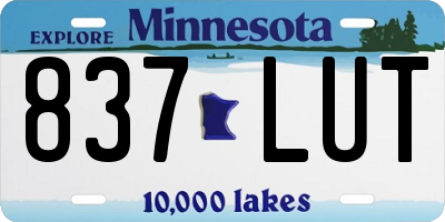 MN license plate 837LUT