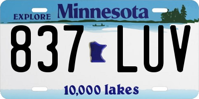 MN license plate 837LUV