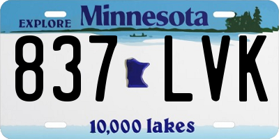MN license plate 837LVK