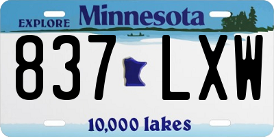MN license plate 837LXW