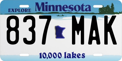 MN license plate 837MAK