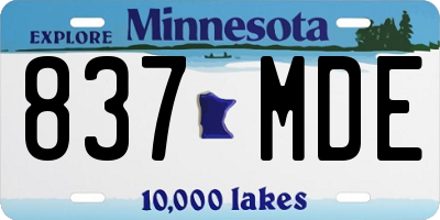 MN license plate 837MDE