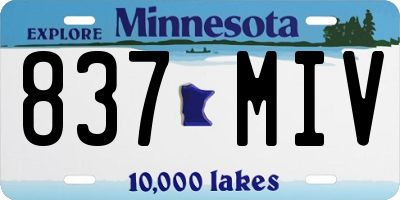 MN license plate 837MIV