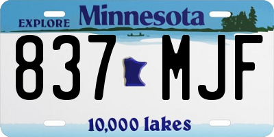 MN license plate 837MJF