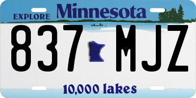 MN license plate 837MJZ