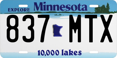 MN license plate 837MTX