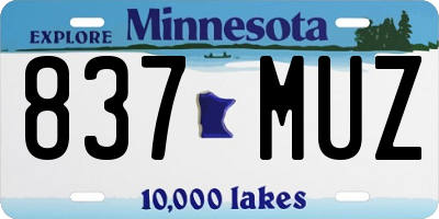MN license plate 837MUZ