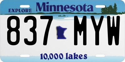 MN license plate 837MYW