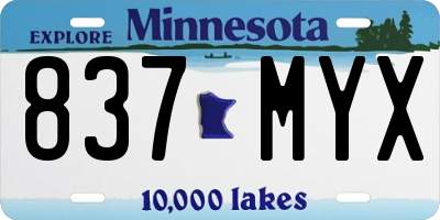 MN license plate 837MYX