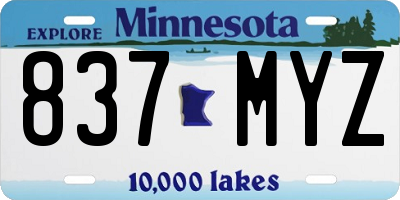 MN license plate 837MYZ