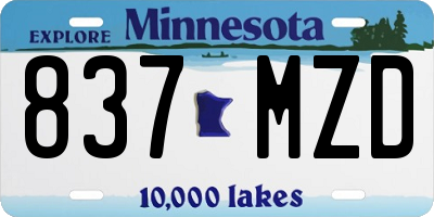 MN license plate 837MZD