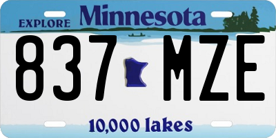 MN license plate 837MZE