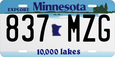 MN license plate 837MZG