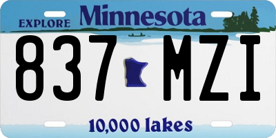 MN license plate 837MZI