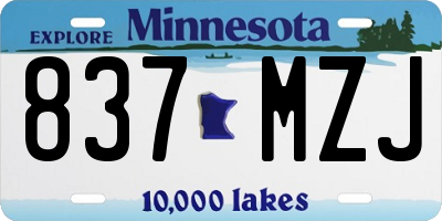 MN license plate 837MZJ