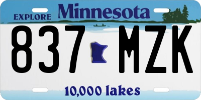 MN license plate 837MZK