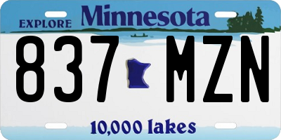 MN license plate 837MZN