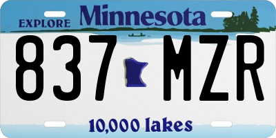MN license plate 837MZR
