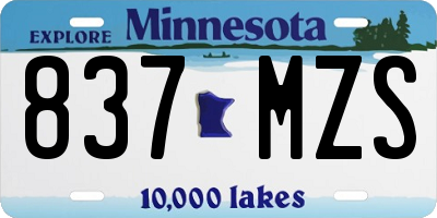 MN license plate 837MZS