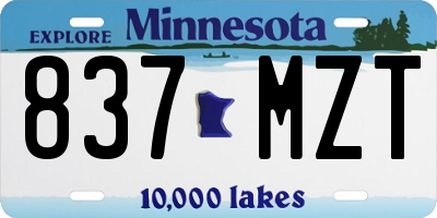 MN license plate 837MZT